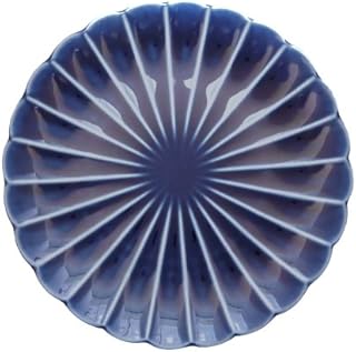 小兵さんちの食卓 ぎやまん陶 菊形24cm和皿 茄子紺ブルー 小兵さんちの食卓 ぎやまん陶 菊形24cm和皿 茄子紺ブルー